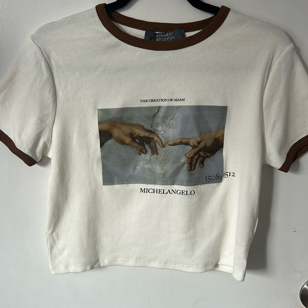 Michelangelo 'Creation of Adam' cropped tee